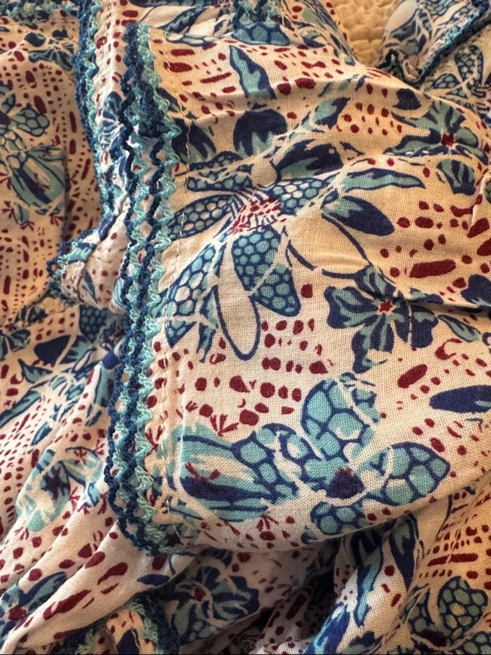 Poupette St. Barth Blue and Pink Floral Mini Dress